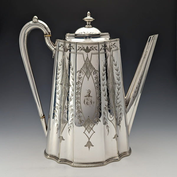 約 1880 年英國古董鍍銀咖啡壺 Thomas Prime